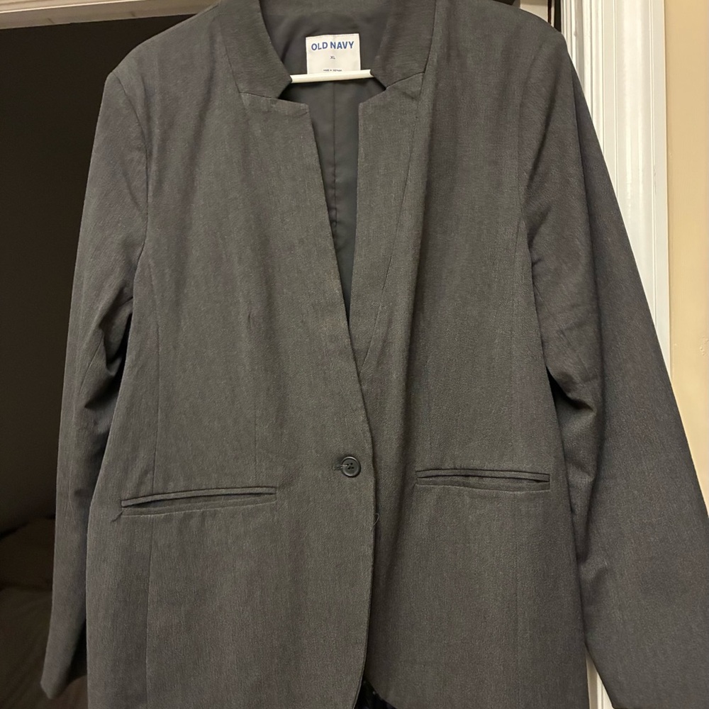 Old Navy Women's Dark Gray Single-Button Blazer